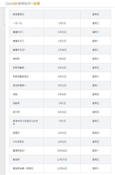 2019 香港假期|GovHK 香港政府一站通：2019年公众假期